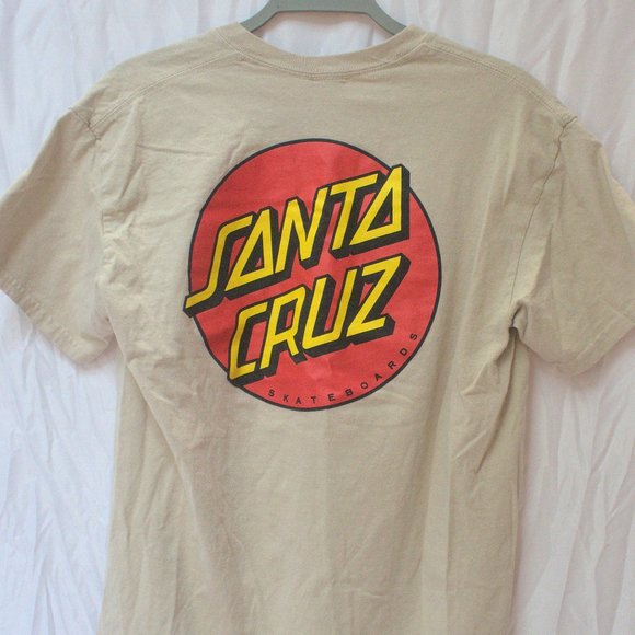 Santa Cruz Short Sleeve Tee in Beige, Red Logo - Picture 2 of 2